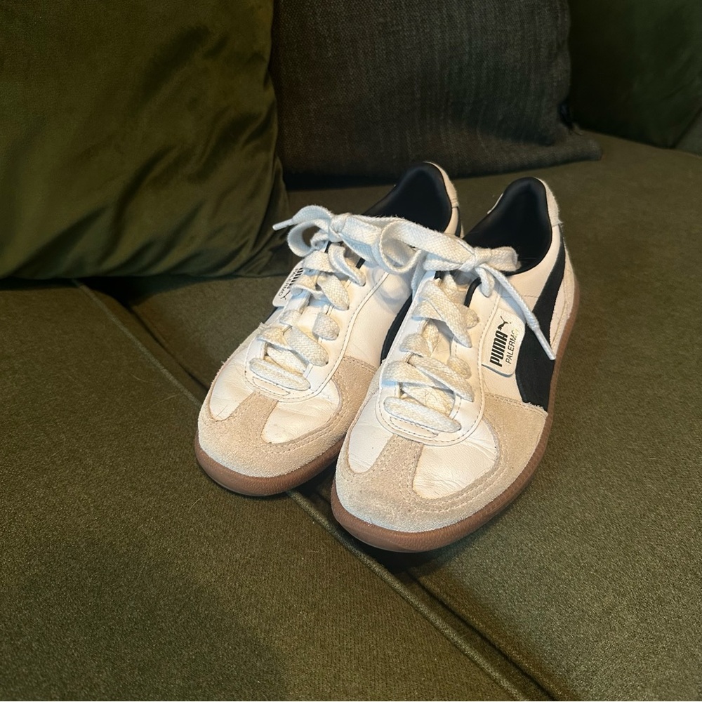 Puma Palermo Black and Cream Sneakers